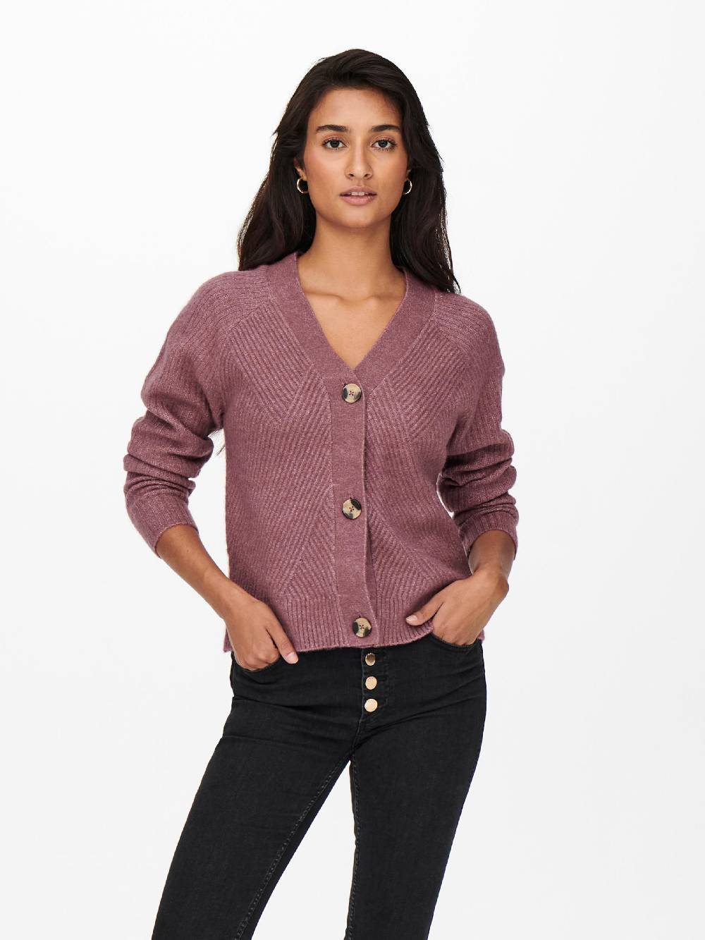 ONLY Knit Cardigan 'ONLCarol' in Mottled Pink Lagerräumung