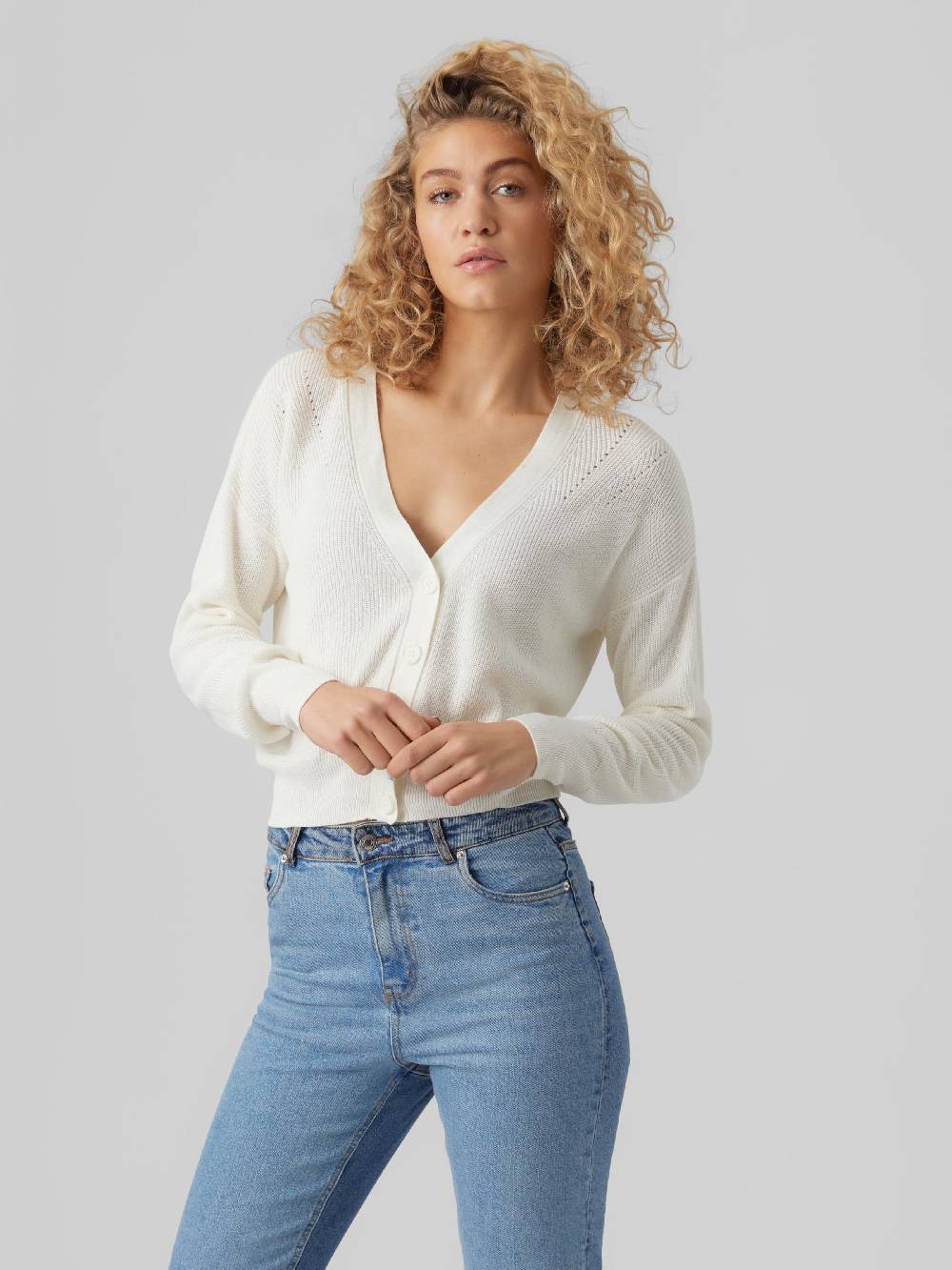 VERO MODA Knit Cardigan 'VMNew Lexsun' in White Heißer Verkauf