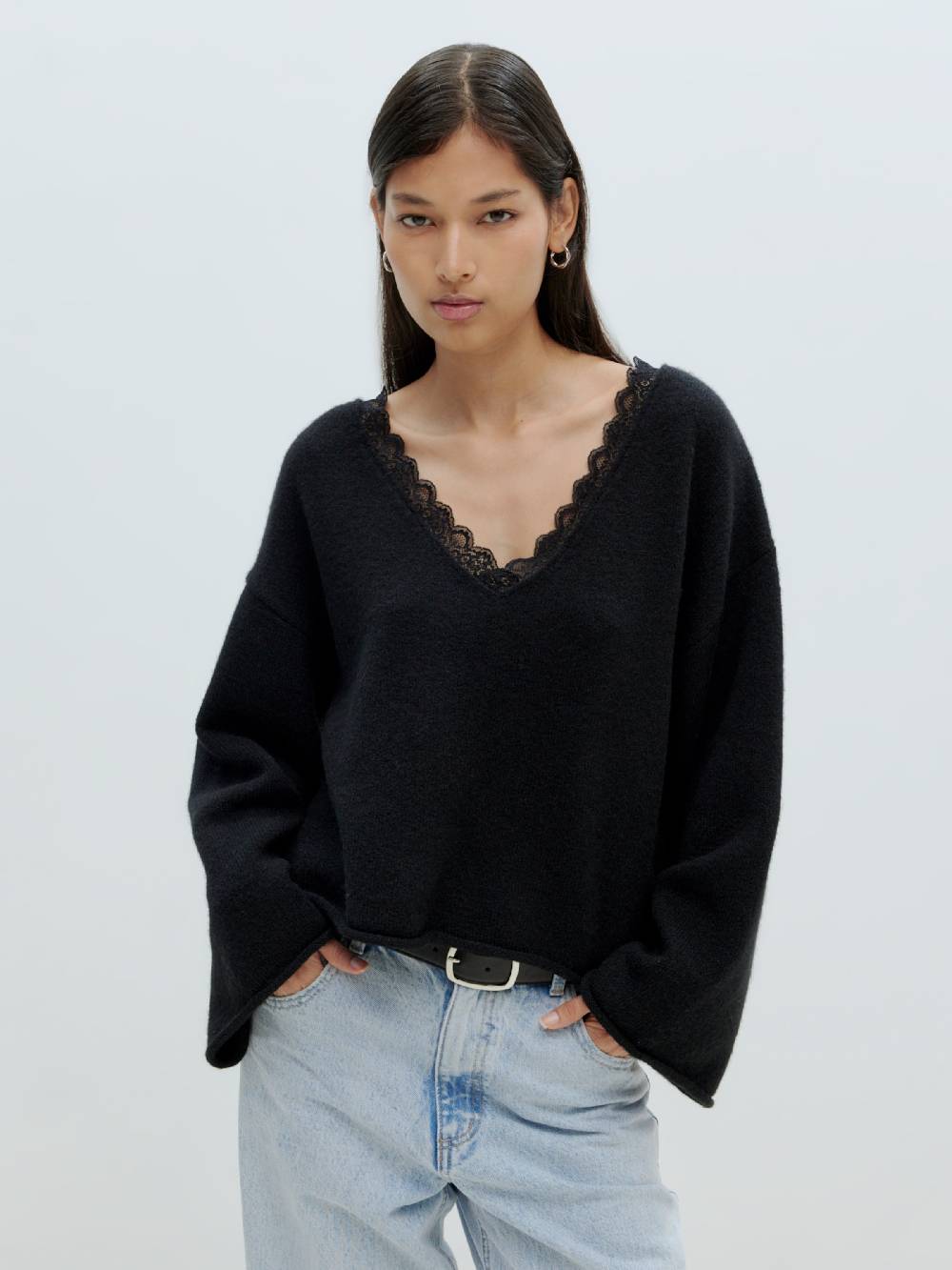 EDITED Sweater 'Amanda' in Black Tägliche Deals