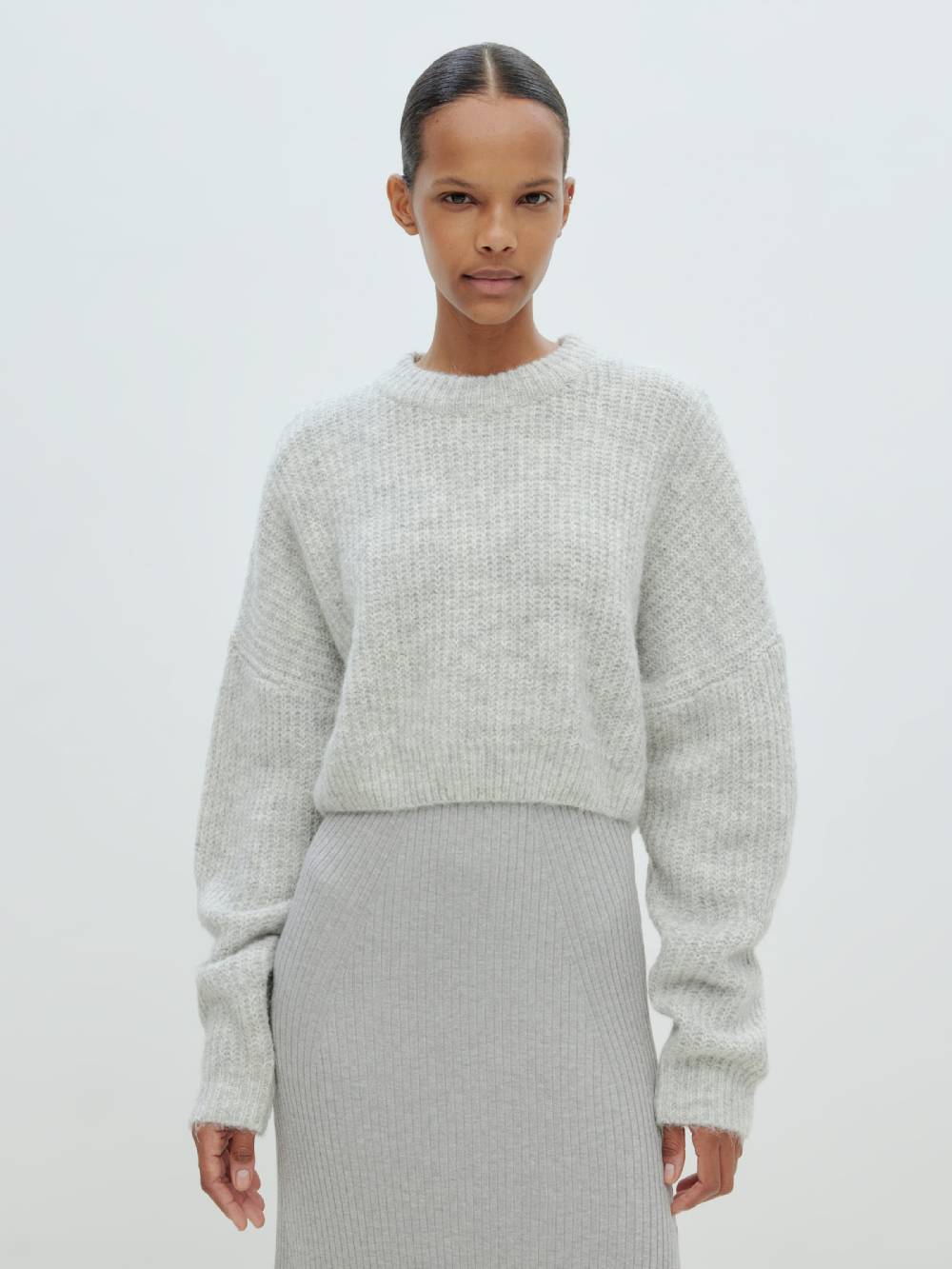 EDITED Sweater 'Yella' in Mottled Grey Sonderangebote