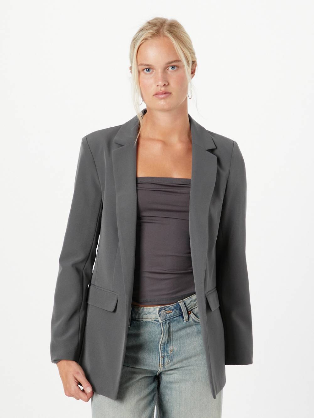 PIECES Blazer 'PCBOZZY' in Grey 50% Rabatt mit kostenlosem Versand