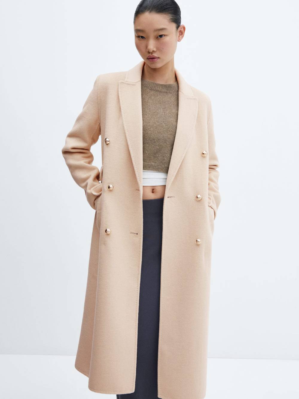 MANGO Winter Coat in Beige Auslauf