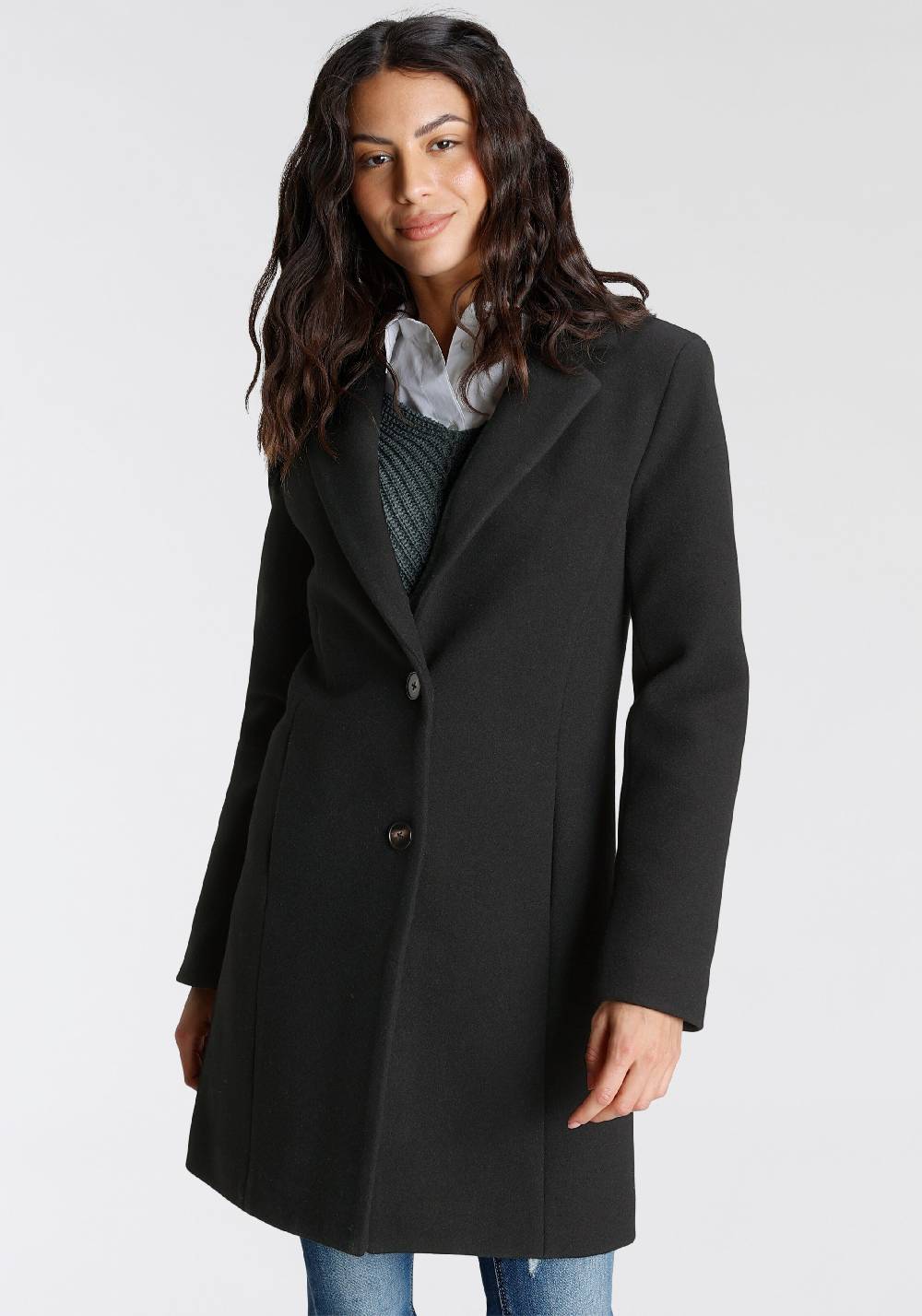 LAURA SCOTT Between-Seasons Coat in Black Günstiger Verkauf