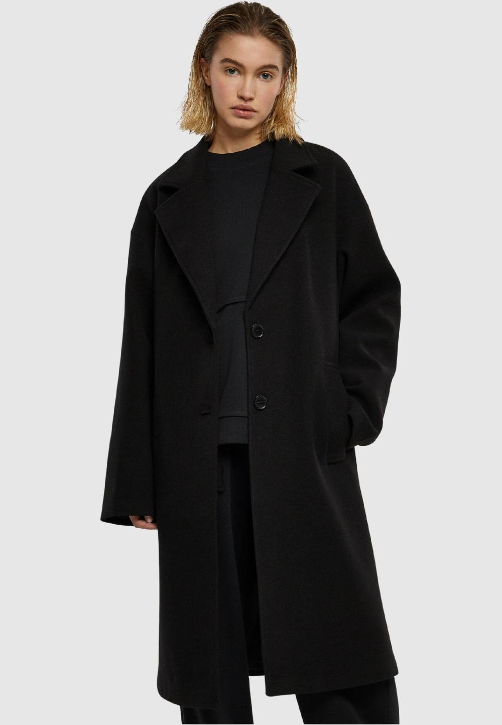 Urban Classics Between-Seasons Coat in Black Großer Ausverkauf