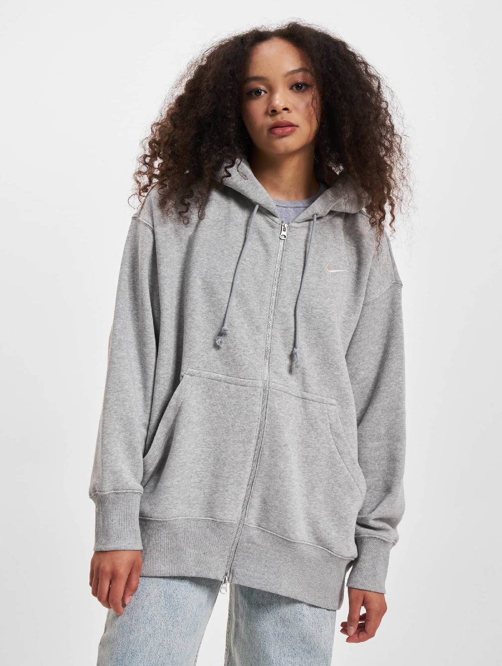 Nike Sportswear Zip-Up Hoodie 'Phoenix FLC' in Mottled Grey Tiefpreis