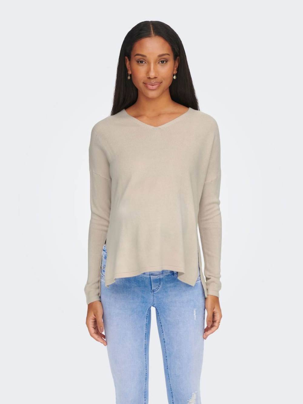 Only Maternity Sweater 'OLMAMALIA' in Beige 50% Rabatt mit kostenlosem Versand