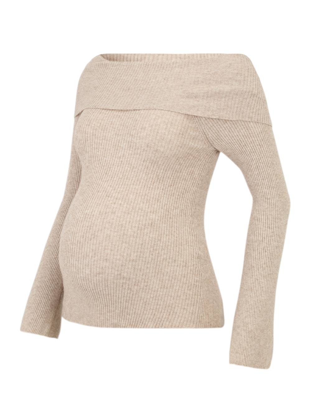 Only Maternity Sweater 'OLMJAYDEN' in Light Brown Auslauf