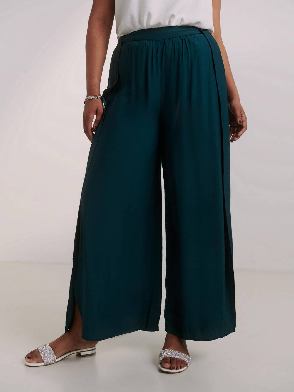 Guido Maria Kretschmer Curvy Wide leg Pants 'Darlin' in Petrol Jubiläumsangebot