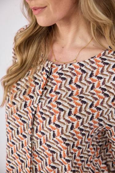 Lieblingsstück Alloverprint-Bluse mit Rundhalsausschnitt Bis zu 65% Rabatt