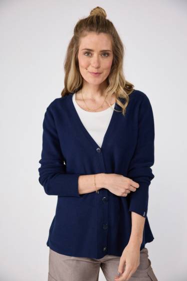 Lieblingsstück durchgeknöpfte V-Ausschnitt-Jacke Basic Riesige Rabatte
