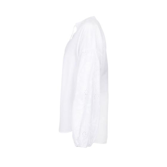 Lieblingsstück Weiße Stehkragenbluse mit Ärmelstickerei Weihnachtsangebot