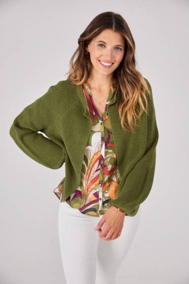 Lieblingsstück Strickjacke mit Puffarm und Rippenstruktur Online Outlet