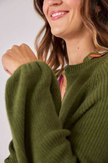 Lieblingsstück Strickjacke mit Puffarm und Rippenstruktur Online Outlet