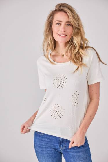 Lieblingsstück T-Shirt mit Lochmuster und Stickerei Super Sparpreis