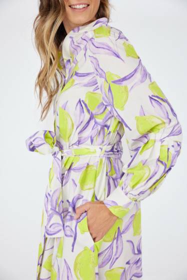 Lieblingsstück Durchgeknöpftes Kleid mit Lemon Print Vierteljährliche Förderung