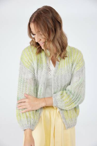 Lieblingsstück Strickjacke mit Stehkragen und Streifen Riesige Rabatte