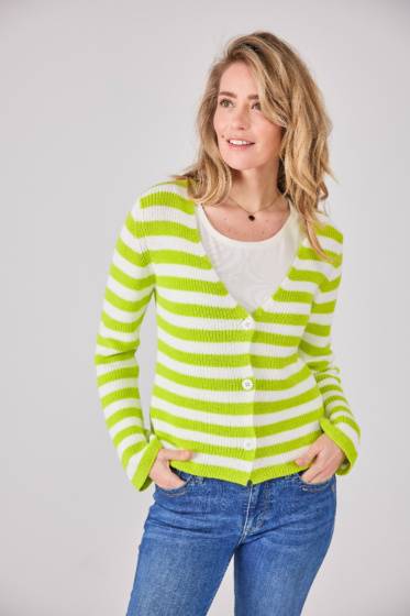 Lieblingsstück V-Ausschnitt Jacke mit Streifen Lime Black Friday Preise