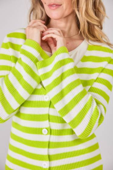 Lieblingsstück V-Ausschnitt Jacke mit Streifen Lime Black Friday Preise