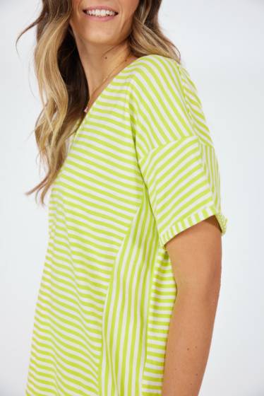 Lieblingsstück Halbarm T-Shirt mit Streifen Lime Im Verkauf