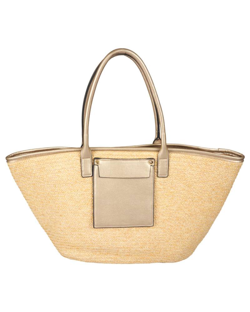 Loevenich Set: gehäkelter Strohhut plus Tasche-Gold Rabatte dieses Monats
