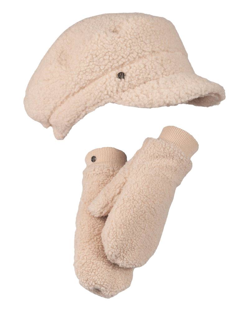 Loevenich Lammfell Imitation Kappe + Handschuh - Beige Hotsell