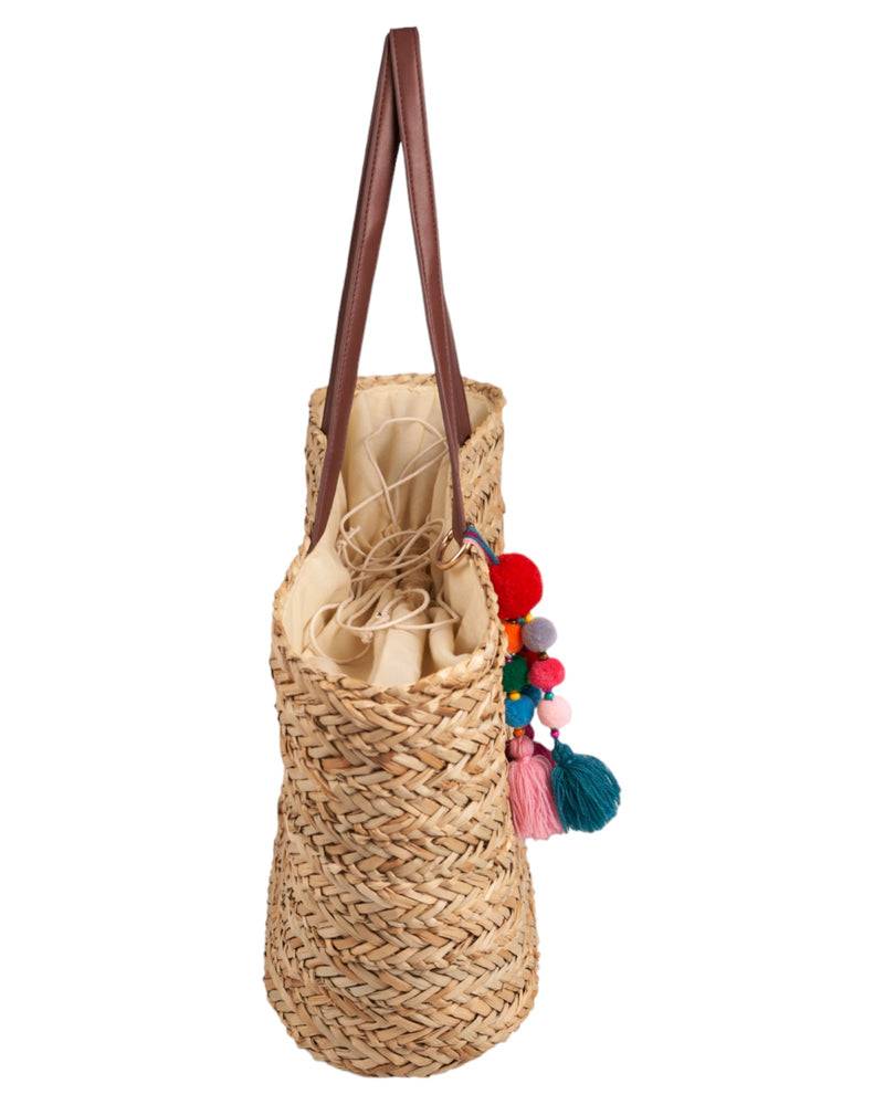 Loevenich Stabiler Seegras Shopper mit fröhlichem Anhänger - Natur Bestseller