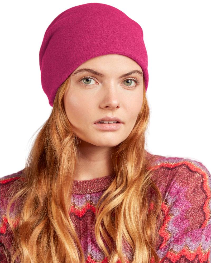 Loevenich Woll-Beanie, hinten gerafft in uni Pink VIP-Rabatte