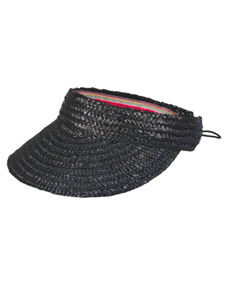 Loevenich Strand- und Sport-Visor aus Stroh-Schwarz Verkauf