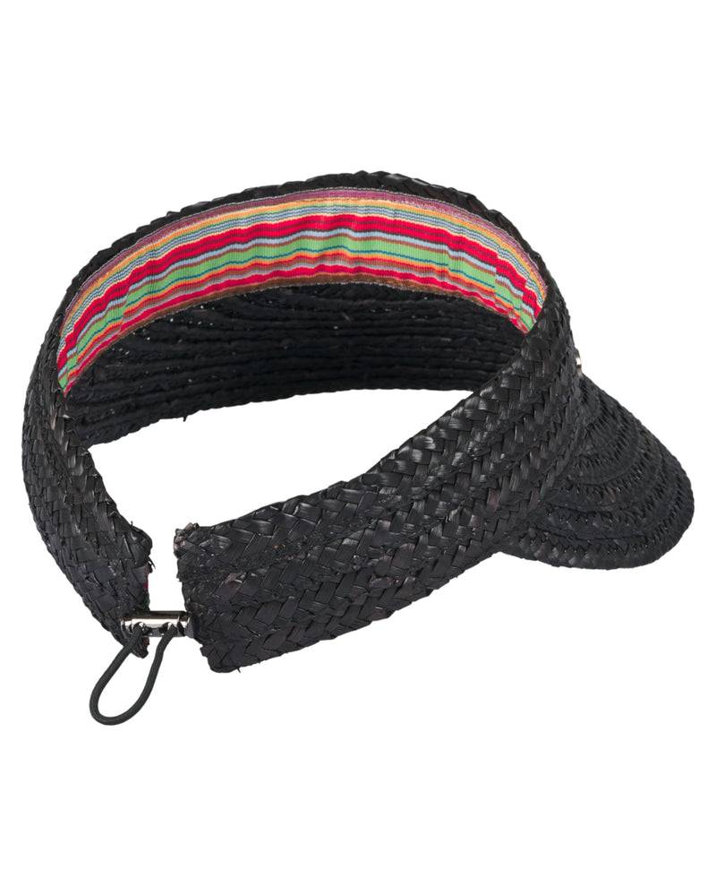 Loevenich Strand- und Sport-Visor aus Stroh-Schwarz Verkauf