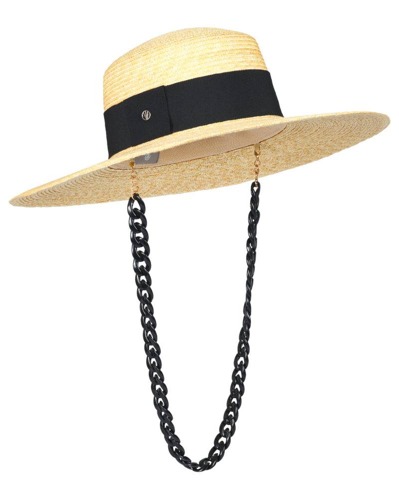Loevenich Matelot-Strohhut mit Kette-Natur-Schwarz Günstig kaufen