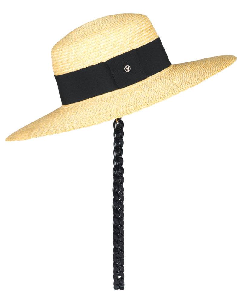 Loevenich Matelot-Strohhut mit Kette-Natur-Schwarz Günstig kaufen