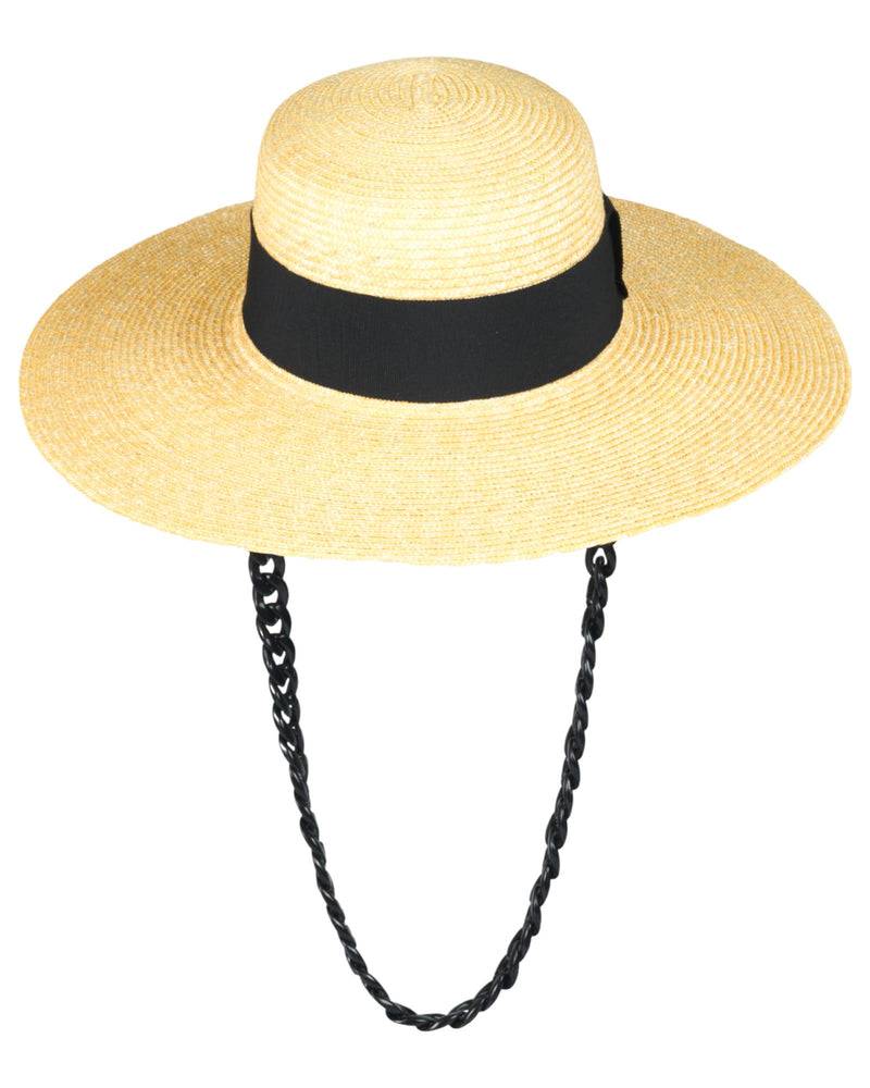 Loevenich Matelot-Strohhut mit Kette-Natur-Schwarz Günstig kaufen