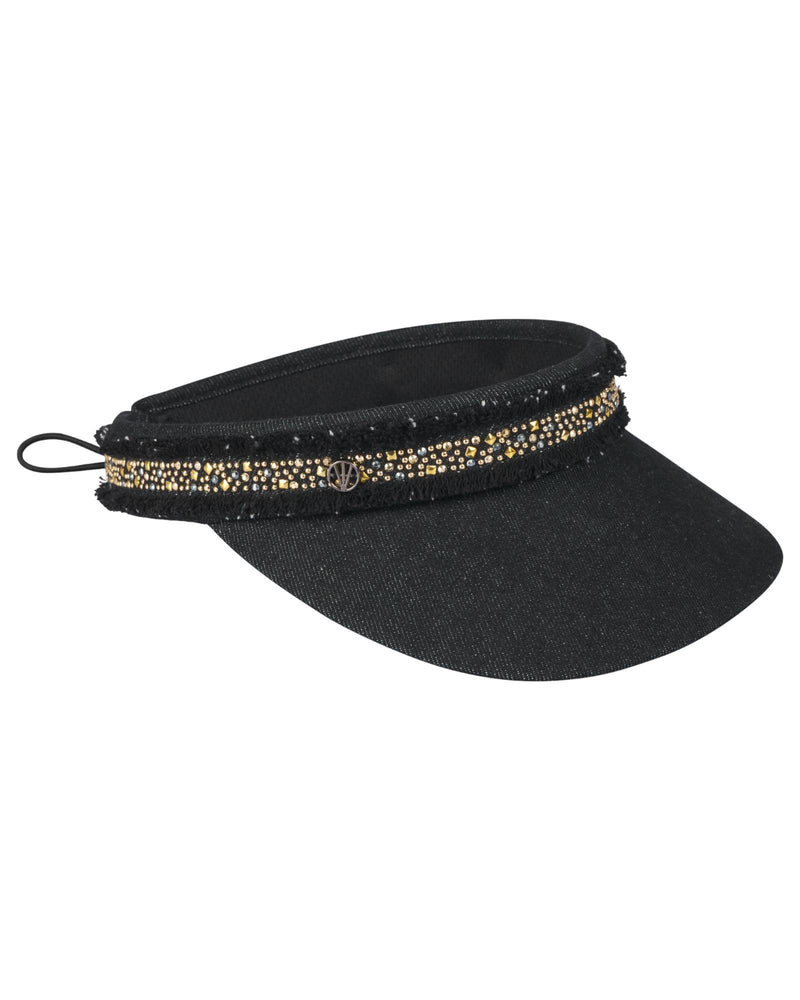 Loevenich Visor mit Glitzersteinchen-Denim Schwarz Flash Sale