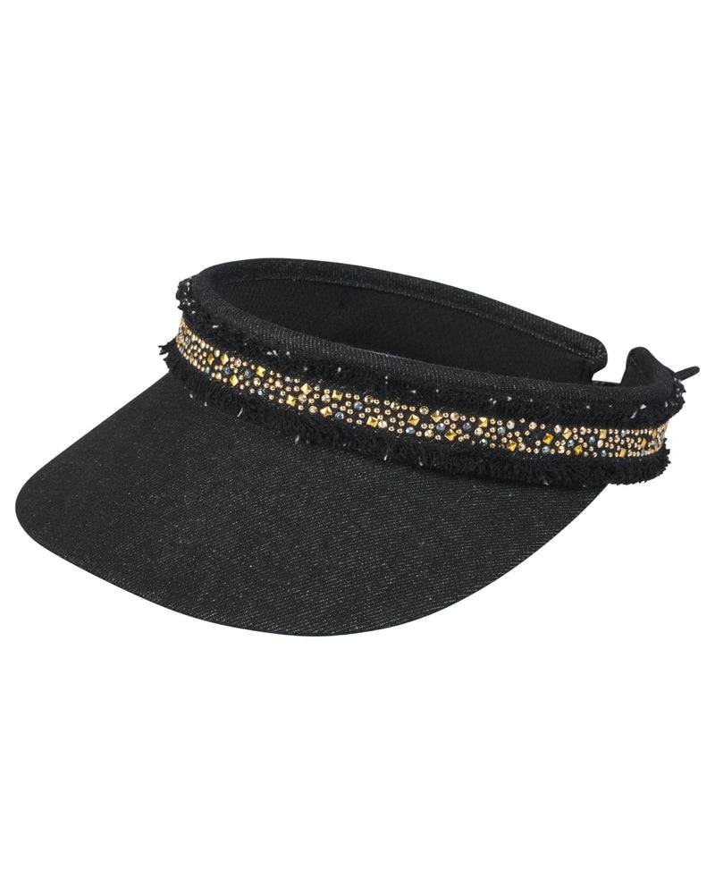 Loevenich Visor mit Glitzersteinchen-Denim Schwarz Flash Sale
