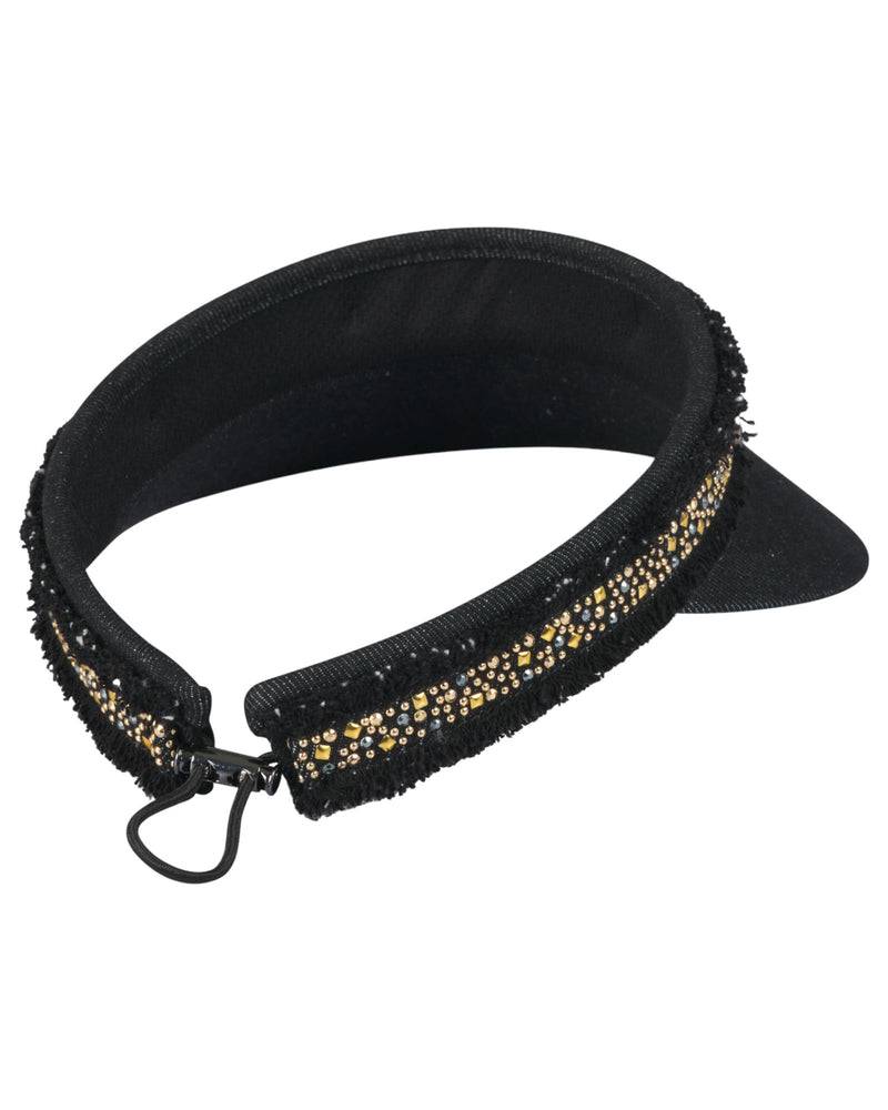 Loevenich Visor mit Glitzersteinchen-Denim Schwarz Flash Sale