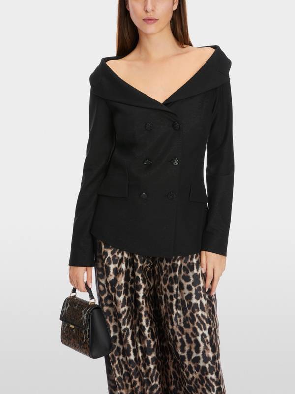 Marc Cain Dezent schimmernder Off-Shoulder-Blazer Kostenloser Versand