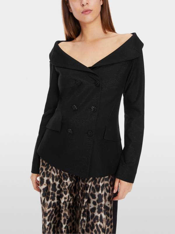 Marc Cain Dezent schimmernder Off-Shoulder-Blazer Kostenloser Versand