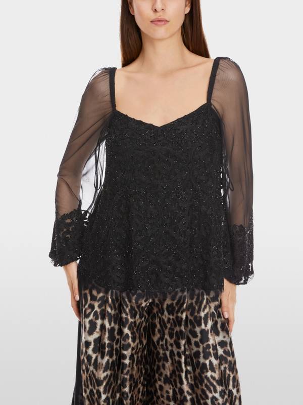 Marc Cain Spitzen-Bluse mit Perlen-Stickerei Muttertagsangebot