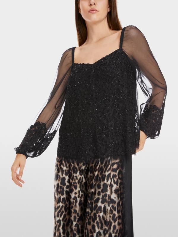 Marc Cain Spitzen-Bluse mit Perlen-Stickerei Muttertagsangebot