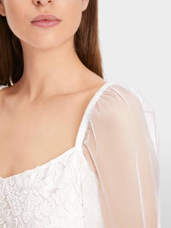 Marc Cain Spitzen-Bluse mit Perlen-Stickerei Sonderangebote