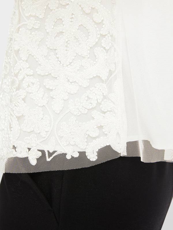 Marc Cain Spitzen-Bluse mit Perlen-Stickerei Sonderangebote