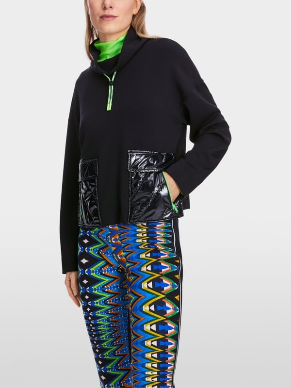 Marc Cain Oversized Sweatshirt in Materialmix 50% Rabatt mit kostenlosem Versand