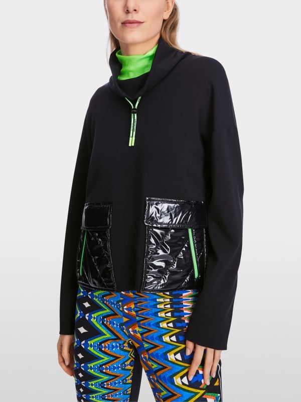 Marc Cain Oversized Sweatshirt in Materialmix 50% Rabatt mit kostenlosem Versand