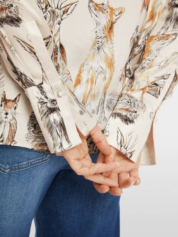Marc Cain Seidenbluse mit Schluppe & Alloverprint Preisnachlass