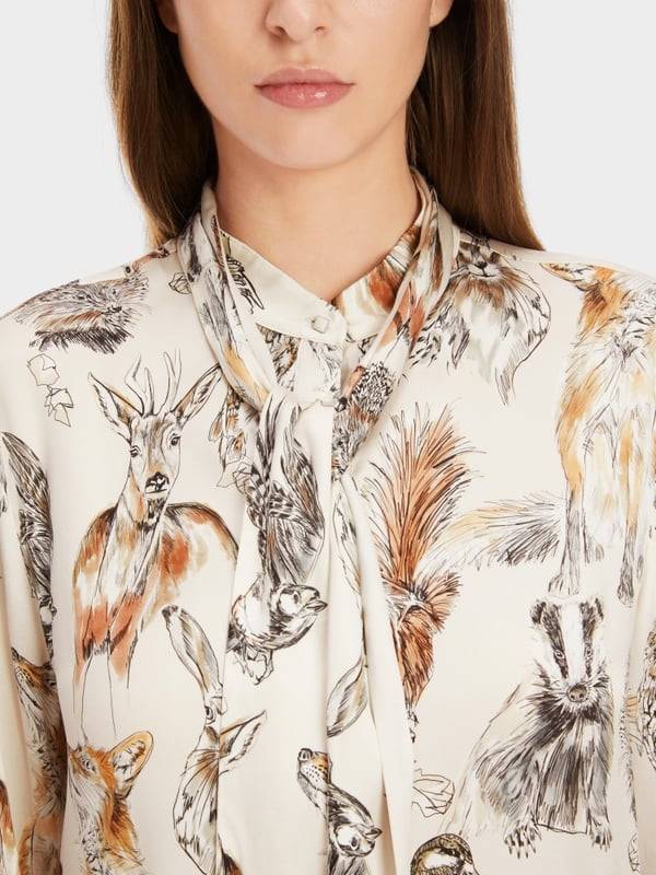Marc Cain Seidenbluse mit Schluppe & Alloverprint Preisnachlass