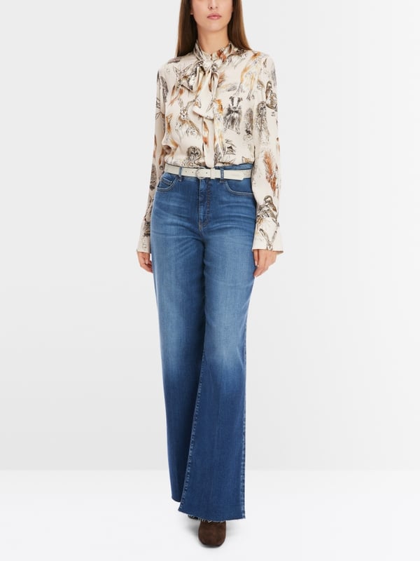 Marc Cain Seidenbluse mit Schluppe & Alloverprint Preisnachlass