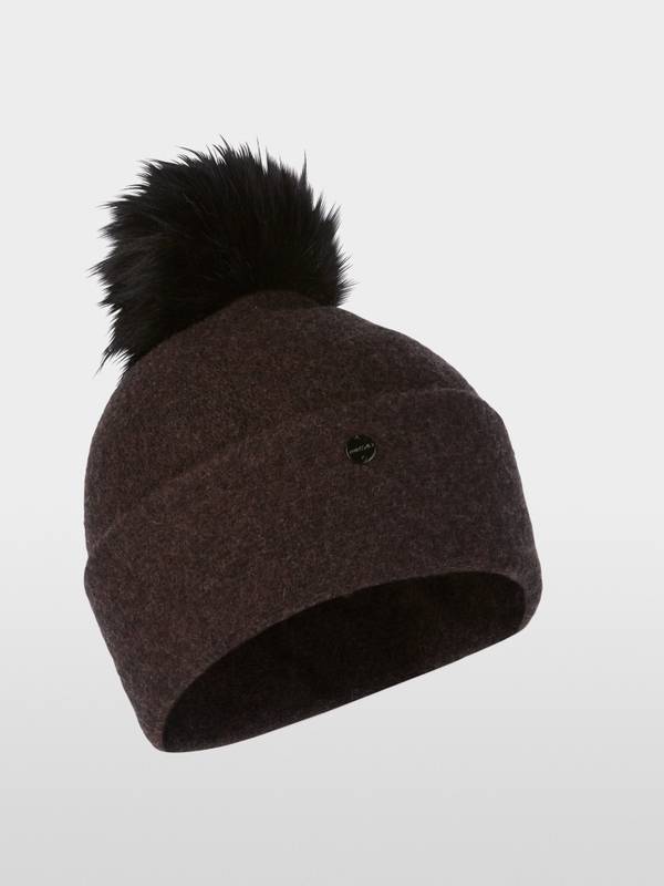 Marc Cain Strickmütze mit Fun Fur Pompon Sonderangebote