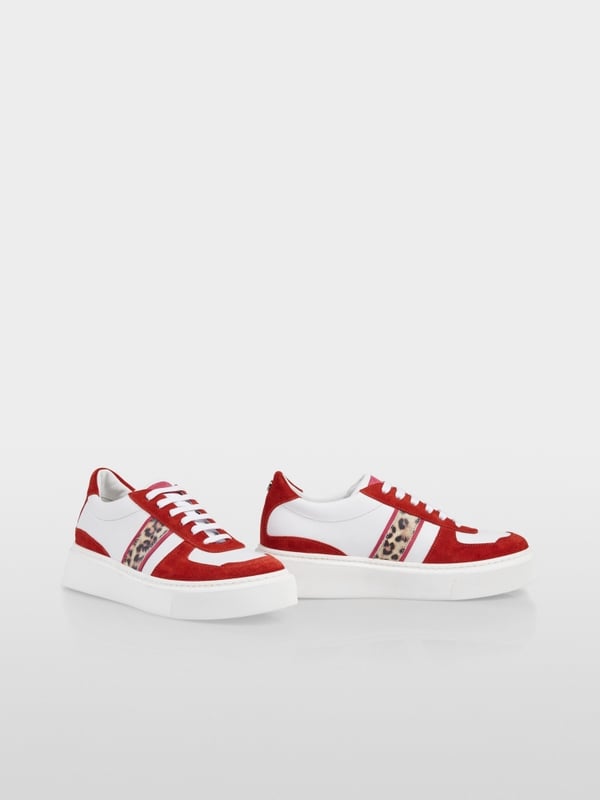 Marc Cain Leder-Sneaker mit Leo-Print Kostenloser Versand