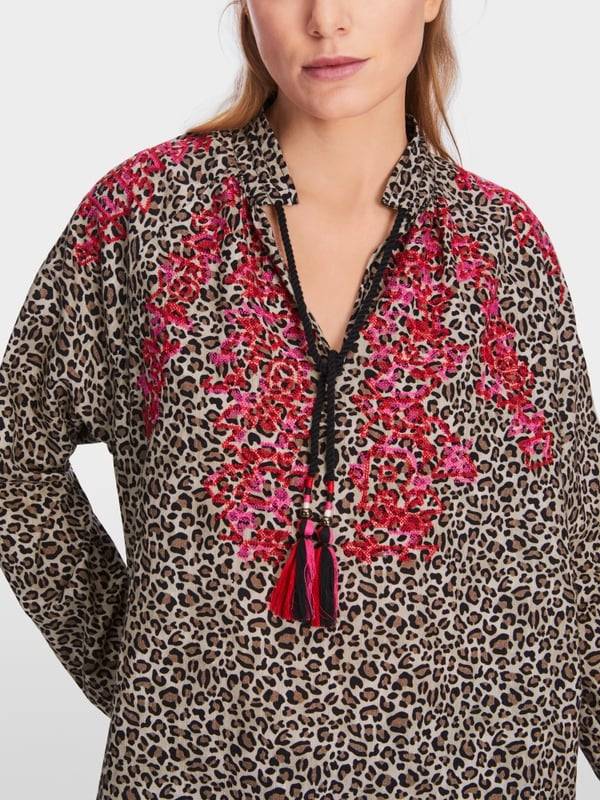 Marc Cain Baumwoll-Bluse mit Leo-Print Kostenlose Rückgabe