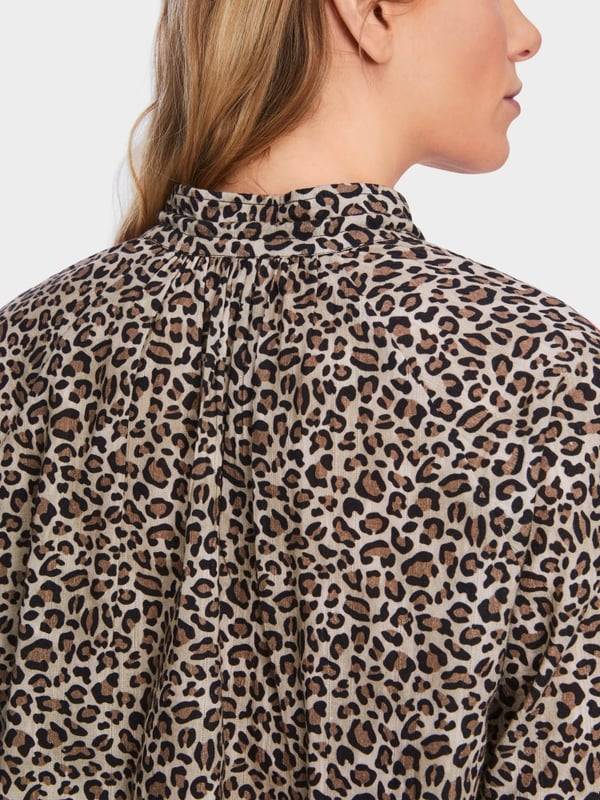 Marc Cain Baumwoll-Bluse mit Leo-Print Kostenlose Rückgabe